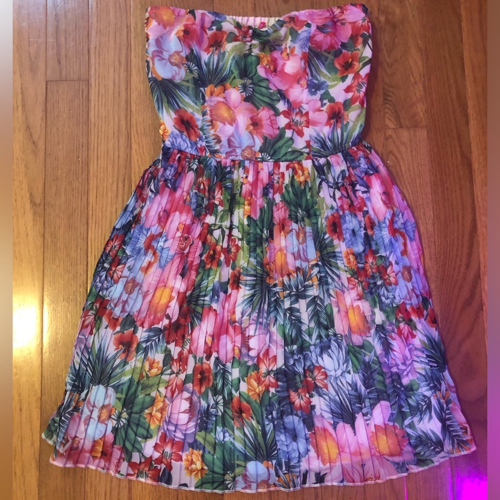 strapless floral dress